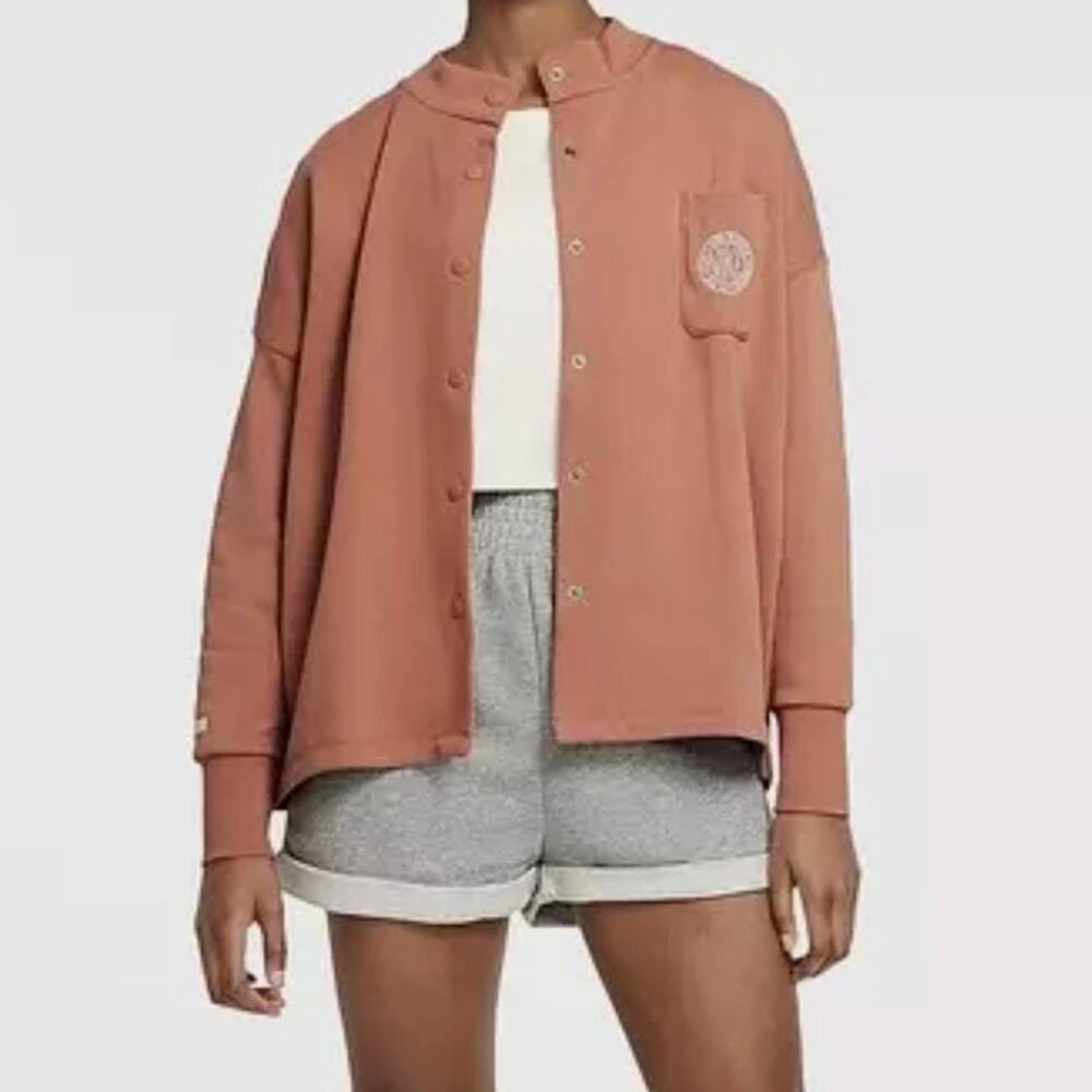 NIKE Femme French Terry Cardigan Blush Orange Pearl Sz XL {3W23}